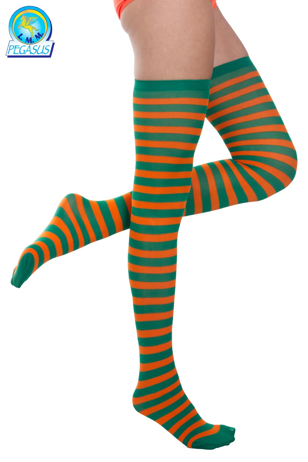 CALZE PARIGINE RIGATE ARANCIO VERDE ADULTE